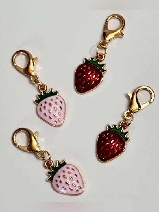 Accessories - Mini Strawberry Clip Charms (2) Pick Your Color Kawaii Zipper Pull NWOT